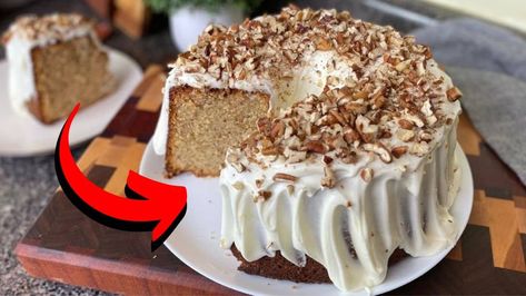 Easy Butter Pecan Pound Cake w/ Thick Cream Cheese Glaze Recipe Camirra's Kitchen, Cream Cheese Glaze Recipe, Butter Pecan Pound Cake Recipe, Butter Pecan Pound Cake, Maple Syrup Cake, Pecan Pound Cake, Egg Salad Recipe Easy, Tasty Pastry, Easy Butter