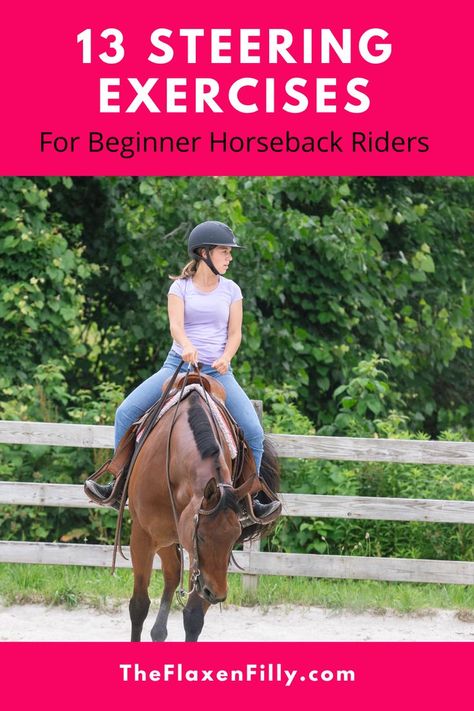 How to steer your horse for beginner horseback riders. Riding Exercises, Dressage Exercises, Trail Riding Horses, Horse Training Exercises, Horse Adventure, Horseback Riding Tips, Horseback Riding Lessons, Equestrian Dressage, Horse Lessons