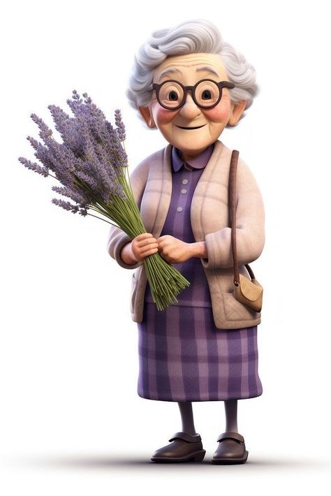 Old Woman Cartoon, Lavender Cartoon, Old Woman Illustration, Old Lady Illustration, Old Lady Cartoon, Lady Cartoon, Cartoon Grandma, Advanced Photography, Cartoon Flower