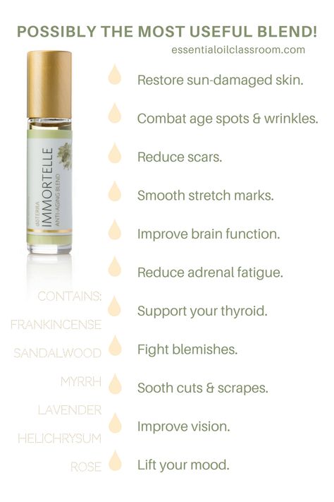 Immortelle: Possibly THE Most Useful Blend! Best Anti Aging Skin Products, Immortelle Essential Oil, Oils For Hair, Essential Oil Beauty, Essential Oils 101, Doterra Essential Oils Recipes, Essential Oils Guide, Essential Oil Roller Bottle, Anti Aging Skin