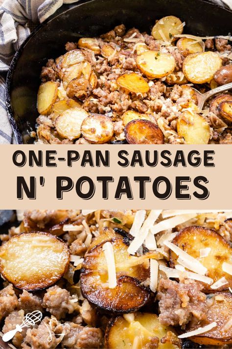 Italian Sausage and Potatoes is a complete meal! it’s loaded with ground   Italian sausage and seasoned with the perfect amount of spice. #onepanmeal #skilletrecipes Pork Sausage Recipes Dinner, Italian Sausage And Potatoes, Ground Italian Sausage Recipes, One Pan Sausage, Sweet Italian Sausage Recipes, Ground Sausage Recipes, Sausage And Potatoes, Pork Sausage Recipes, Sausage Recipes For Dinner