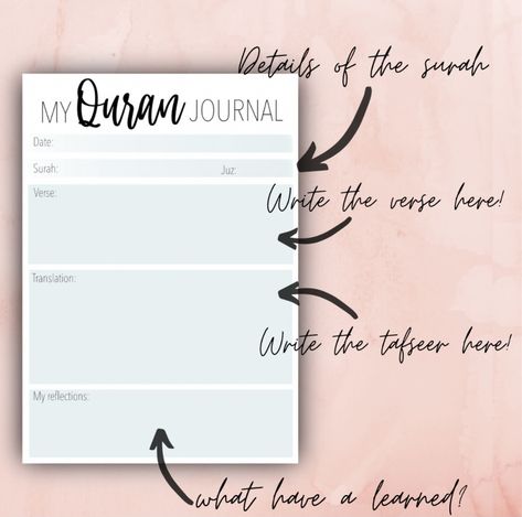 Muslim Journal, Ramadan Journal, Islamic Journal, Ramadan Quran, Quran Journaling, Journal Simple, Quran Journal, A4 Journal, Student Planner Printable