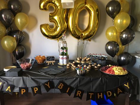 30th Birthday decor for him! 30th Birthday Party For Him, Birthday Decor For Him, 30th Birthday Party Themes, 30th Birthday For Him, Husband 30th Birthday, Surprise 30th Birthday, 30th Birthday Men, 30th Birthday Party Decorations, 30th Birthday Themes