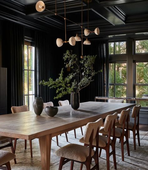 Tenafly Contemporary by Ursino Interiors | 1stDibs Moody Dining Room Ideas, Apparatus Lighting, Moody Dining Room, Vermont House, Dark Dining Room, Neutral Dining Room, Working Overtime, Dining Room Ideas, Contemporary Dining Room