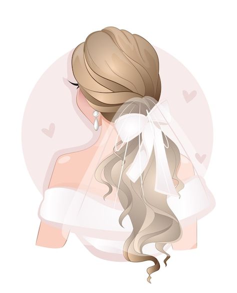 Vector beautiful young girl bride with f... | Premium Vector #Freepik #vector #bridal-dress #bridal #wedding-dress #long-dress Bride Graphic, Wedding Dresses For Girls, Wedding Hairstyle, Fashion Wedding, Girls Characters, Hair Pictures, Wedding Veil, Free Wedding, Bridal Dress