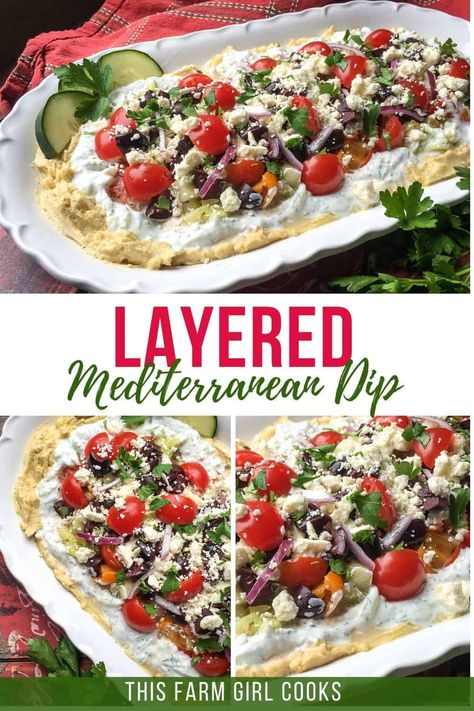 Dips Healthy, Greek Hummus Dip, Recipe Hummus, Greek Nachos, Greek Layer Dip, Mediterranean Dip, Layered Dip, Appetizers Easy Dips, Greek Dip