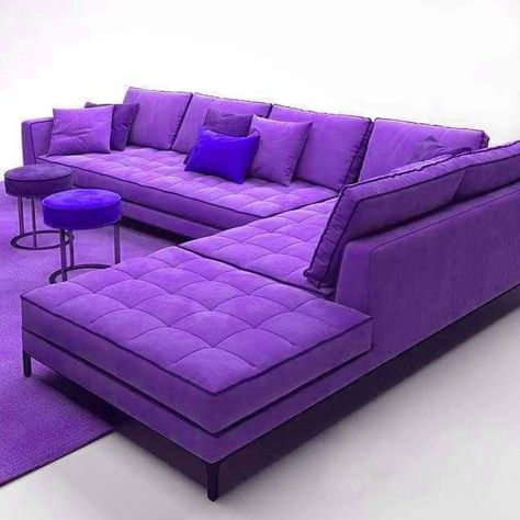 Fairytale Home Decor, Purple Interior Design, Glamour Interiors, Purple Furniture, Purple Room Decor, Purple Couch, Weird Furniture, Purple Living Room, Purple Home Decor