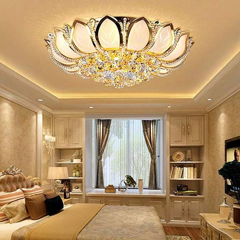 Jhumar For Living Room, Gold Ceiling Lamp, Floral House, Living Room Nordic, Ceiling Lamps Living Room, Indoor Chandelier, Gold Ceiling, Crystal Ceiling Light, Living Room Ceiling