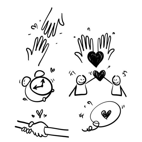 hand drawn doodle Friendship and love line icons. Interaction, Mutual understanding and assistance business.isolated Doodle Friendship, Doodle Diary, Line Doodles, Hand Lines, Book Annotation, Easy Doodles Drawings, Book Art Diy, Simple Doodles, Pen Art