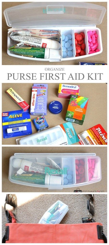 Purse First Aid Kit, Organized Purse, Diy First Aid Kit, Emergency Prepardness, Emergency Preparedness Kit, Emergency Preparation, Purse Essentials, Emergency Prepping, Purse Organization