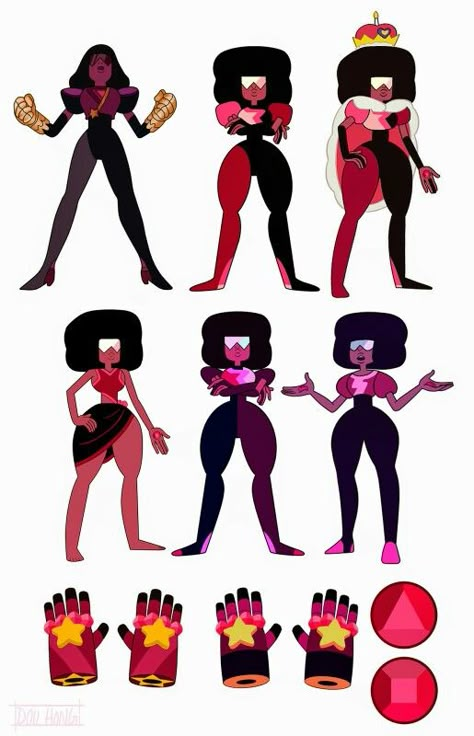 Steven Universe: the different outfits and looks of Garnet on the show Garnet Fanart, Gem Fusions, Steven Universe Cosplay, Garnet Steven, Garnet Steven Universe, Steven Universe Pictures, Steven Universe Funny, Steven Universe Characters, Steven Universe Comic