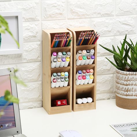 STAY ORGANIZED: For optimal office storage & organization our pencil organizer for desk accessories makes it easy to locate what you need quickly. This desktop organizer serves as a marker organizer for desktop pencil organizers and pen storage to keep work spaces arranged neatly.
NATURAL BAMBOO MATERIAL: Each wooden pencil holder is constructed from 100% naturally strong bamboo making this pen holder for desk durable and environmental friendly. Wooden Marker Holder, Wooden Pencil Holder Ideas, Diy Wood Pencil Holder, Diy Pencil Holder Desk Organizers, Markers Organizer, Pen Storage Diy, Diy Wooden Desk, Marker Organizer, Office Storage Organization