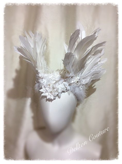 White Swan Feather Angel Wings, Fairy Headdress, Festival Performer, Cosplay, Photo shoot, Halloween, Valkyrie, Fairy Wings, White Wings. Fairy Wings White, Fairy Headdress, Duct Tape Dress, Whitby Goth Weekend, Phoenix Costume, Swan Wings, Wings Fairy, Rhinestone Makeup, Feather Angel Wings