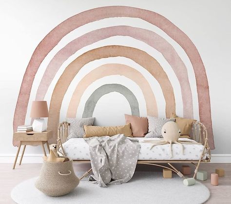 Rainbow Wall Mural, Rainbow Mural, Boho Rainbow Nursery, Rainbow Decal, Rainbow Wall Decal, Neutral Boho, Rainbow Nursery, Rainbow Wallpaper, Standard Wallpaper