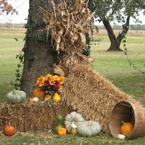 Get your yard ready for Fall with these cheap and easy outdoor fall decor ideas.  Whether it’s a yard, garden, or porch display, you’re sure to find beautiful fall inspiration for your home here. DIY Outdoor Pumpkins trash bag + plastic bags + newspaper + tape + latex paint + urethane + pipe + urn … Outside Fall Decorations Front Yards, Hay Bale Fall Decor, Front Yard Halloween, Front Yard Halloween Decorations, Outside Fall Decorations, Fall Yard Decor, Fall Outdoors, Outdoor Fall Decor Ideas, Fall Backdrops