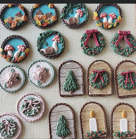 Winter Polymer Clay Ideas, Polymer Clay Pinecone, Christmas Ornament Clay Earrings, Polymer Clay Winter, Sweater Knit Polymer Clay Earrings, Polymer Clay Christmas Ornaments, Polymer Chirstmas Earrings, Christmas Sweater Polymer Clay Earrings, Polymer Christmas