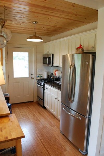 kanga 480sqft cottage 07 400x600   480 Sq. Ft. Kanga Cottage Cabin with Screened Porch Shed Tiny House, Prefab Cabins, Backyard Office, Cottage Cabin, Little Cabin, Galley Kitchen, Tiny Spaces, Cabins And Cottages, Tiny House Living