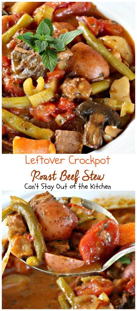 Leftover Crockpot Roast Beef Stew – Can't Stay Out of the Kitchen Beef Stew With Leftover Pot Roast, Crockpot Roast Beef, Crockpot Brisket, Brisket Stew, Tasty Beef Stew Recipe, Leftover Roast Beef Recipes, Leftover Ideas, Leftover Pot Roast, Tasty Beef Stew