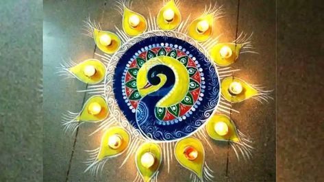 Sanskar Bharti Rangoli Designs, Happy Diwali Rangoli, Easy Diwali Rangoli, Rangoli Designs For Competition, Indian Rangoli Designs, Rangoli Simple, Rangoli Designs Latest, Simple Rangoli Designs Images, Rangoli Patterns