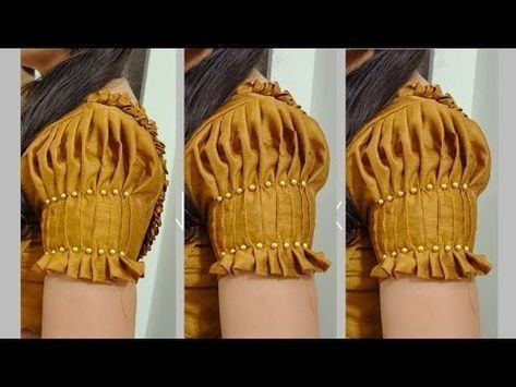 Half Puff Blouse Design, Buf Sleeve Blouse Design, New Blouse Models, Half Saree Blouse Designs Back Neck, Off Hands Blouse Designs, Half Hands Blouse Designs, Puff Sleeves Blouse Designs, Blouse Hands Design Models, Hand Models For Blouses