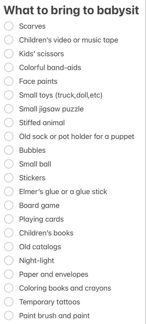 Things To Put In Your Babysitting Bag, Babysitter Activities Things To Do, What To Pack In A Babysitting Bag, First Time Babysitting Tips, Cute Babysitting Business Names, Babysitting Business Names, How To Be The Best Babysitter, What To Do With Kids When Babysitting, Things To Do With The Kids You Babysit