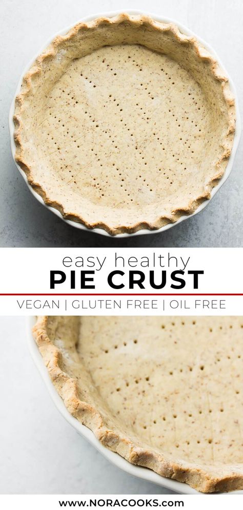 This is the healthiest pie crust in the world, and it's super easy to work with. Gluten free, vegan, oil free PLUS it tastes incredible! Gluten Free Pie Crust Recipe, Healthy Pie Crust, Healthy Pie, Vegan Bakes, Nora Cooks, Vegan Pot Pies, Healthy Pies, Vegan Pie Crust, Gluten Free Pie Crust