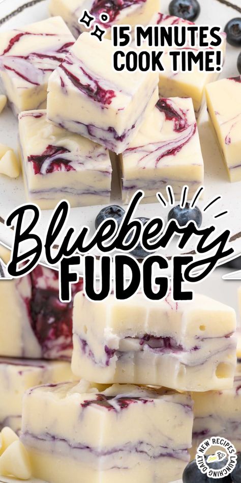 This delectable blueberry fudge is the perfect treat to sink your teeth into when you are looking for something with a little bit of sweet flavor. Blueberry Fudge, Blueberry Cheesecake Fudge Recipe, Berry Pie Filling, Fudge Flavors, Homemade Fudge Recipes, Fudge Ingredients, White Chocolate Fudge, Blueberry Topping, Buttery Shortbread Cookies