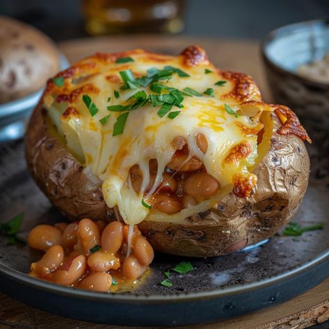 These easy English jacket potatoes are fluffy, buttery, and melt in your mouth delicious! Load them up with your favorite baked potato toppings and dig in. Spuds Potatoes, Jacked Potatoes, Potato Jacket Recipes, English Baked Potatoes, Baked Potatoes Toppings, Jacket Potato Fillings Ideas, Stuffed Jacket Potato Recipes, Baked Potato Topping Ideas, English Jacket Potatoes