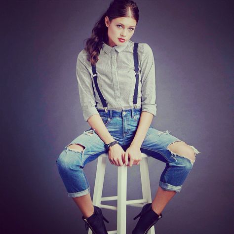 #wetseal #suspenders #shirt #denim #tomboychic Tomboy Chic, Wet Seal, Suspenders, Quick Saves, Design