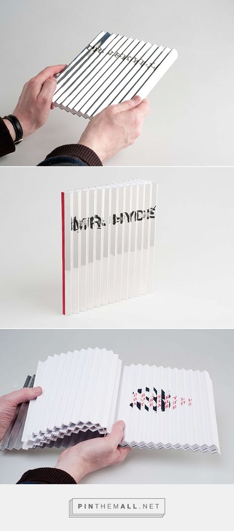 Experimental Formats - Dr Jekyll & Mr Hyde on Behance - created via https://pinthemall.net Experimental Book Binding, Experimental Editorial Design, Experimental Book Design, Typographic Experiments, Experimental Graphic Design, Booklet Layout, Mr Hyde, Dr Jekyll, Mr. Hyde