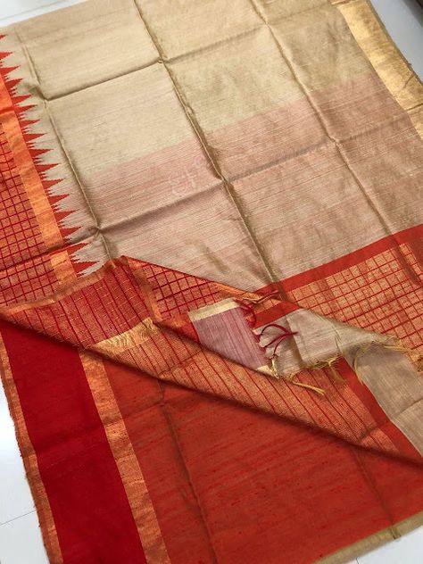 Handloom Khadi Silk Sarees Red And White Saree, Sarees Elegant, Bird Coloring, Bridal Sarees South Indian, Lehenga Red, Khadi Saree, Raw Silk Saree, Elegant Fashion Wear, Bridal Lehenga Red