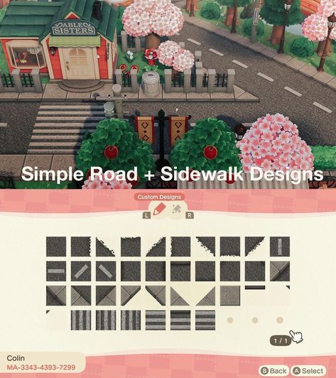 colin 🌙 on Instagram: “year-round roads and sidewalk codes. these are the first designs on my second creator ID (MA-3343-4393-7299) and i'm excited to be able to…” Acne Road Code, Road Pattern Animal Crossing, Acnh Pavement Design, Acne Citycore, Acnh City Road, City Path Acnh, Acnh Pavement Code, Animal Crossing Pavement Design, Animal Crossing Road Path