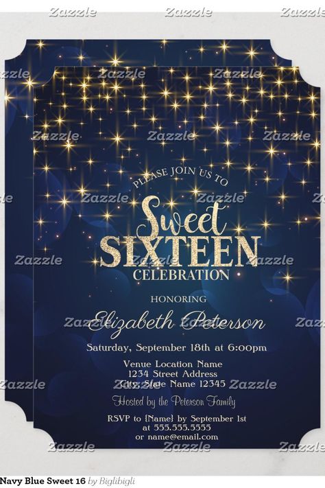 Elegant Gold Stars Navy Blue Sweet 16 Invitation Starry Night Quince Invitations, Sweet 16 Decorations Ideas Blue, Midnight Blue Sweet 16 Dress, Sweet 16 Starry Night Theme, Sweet 16 Themes Unique Parties, Sweet 16 Dark Blue Theme, Quinceanera Themes Starry Nights, Starry Night Sweet 16 Theme, Starry Night Birthday Theme