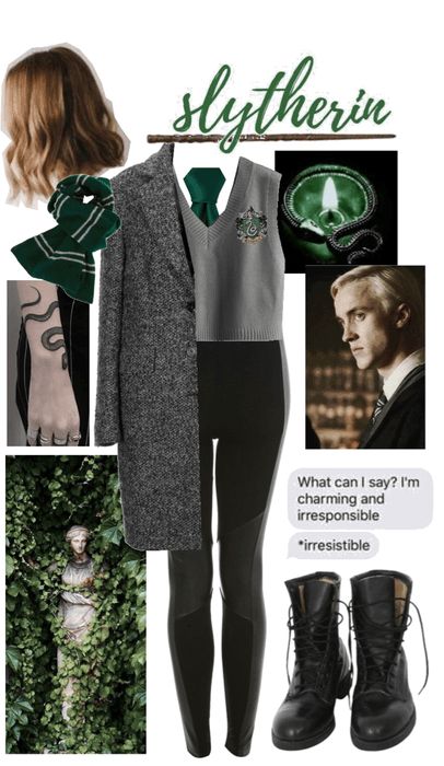 Slytherin Outfits For Universal, Slytherin Diy Costume, Slytherin Costume Halloween, Slytherin Halloween Costume Women, Diy Slytherin Costume, Slytherin Costume Women, Slytherin Halloween Costume, Cute Slytherin Outfits, Slytherin Inspired Outfits