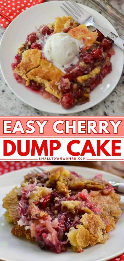 Dump Cake With Pie Filling, Cake With Pie Filling, Easy Cherry Dump Cake, Cherry Dump Cake Recipe, 4th Of July Dessert, Labor Day Party, Easy Summer Dessert, Cherry Dump Cake, Yummy Desserts Easy