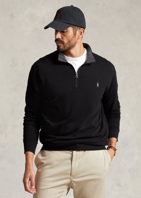 Luxury Jersey Quarter-Zip Pullover for Men | Ralph Lauren® NL Ralph Lauren Men Outfit, Quarter Zip Outfit Men, Ralph Lauren Sweater Outfit, Quarter Zip Outfit, Ralph Lauren Men Outfits, Polo Ralph Lauren Outfits, Sweater Outfits Men, Ralph Lauren Quarter Zip, Black Quarter Zip