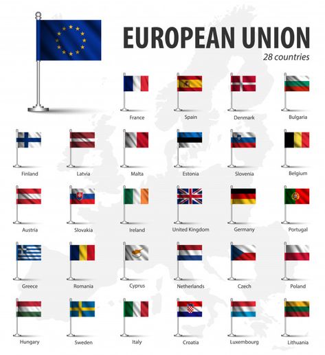 European Union Map, European Union Countryhumans, Croatian History, World Country Flags, European Flags, Swimming Pictures, Global Map, Countries And Flags, Teaching Geography