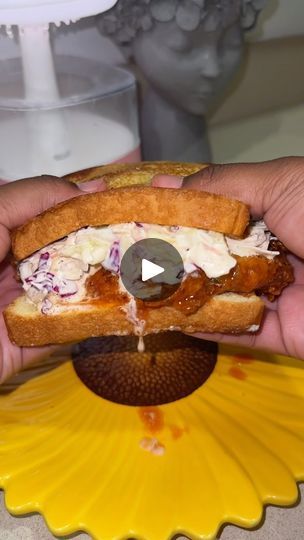 Honey Coleslaw, Nashville Hot Chicken Sandwich Recipe, Coleslaw Chicken, Franks Hot Sauce, Hot Chicken Sandwiches, Chicken Bouillon, Homemade Coleslaw, Nashville Hot Chicken, Chicken Sandwich Recipes