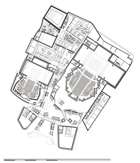 christian de portzamparc plans casarts theater in casablanca Theatre Plan, Theater Plan, Christian De Portzamparc, Auditorium Design, Theater Architecture, Rehearsal Room, Casablanca Morocco, Rem Koolhaas, Outdoor Theater