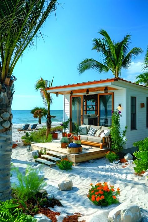 House On The Beach, Tiny Beach House, Castle House Design, Resort Architecture, Beach Cabin, Dream Beach Houses, Beach House Design, Beach Bungalows, Little Cottage