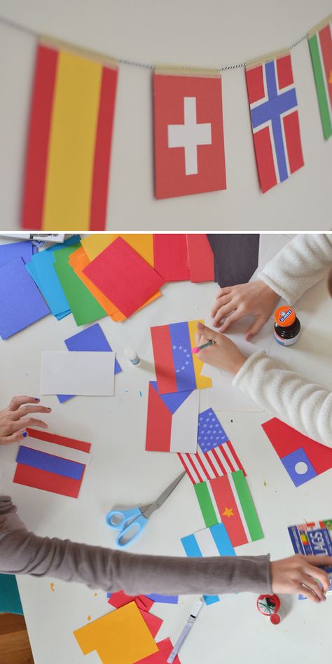 World Cup flag making: the global discussions that come from this craft are worth every minute! Making Flags, Around The World Crafts For Kids, Multicultural Crafts, Garland Craft, Olympic Flag, Diy Flag, Around The World Theme, Flag Crafts, Flag Garland