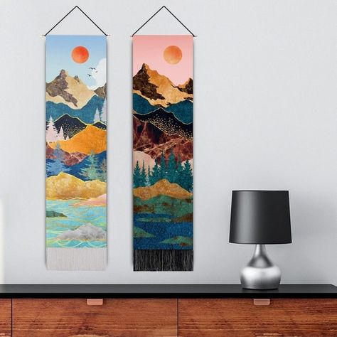 Mountain Tapestry, Sunrise Tapestry, Sunset Tapestry, Mountain Wall Hanging, Forest Tapestry, Moon Tapestry, Nature Landscape Tapestry ♥Material♥ This mountain tapestry wall hanging is made of 100% cotton and linen, which is soft, skin-friendly, lightweight, good drape, fadeless, and durable to be Mountain Wall Hanging, Sunset Tapestry, Landscape Tapestry, Mountain Tapestry, Door Hanging Decorations, Tapestry Nature, Meditation Decor, Forest Tapestry, Moon Tapestry