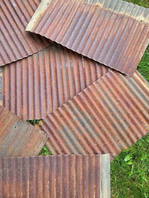 "These pieces of tin with rust are shorter pieces to make your patchwork pattern fantastic! The top side is rust with silver under laps, and then the backside is the original silver galvanized color.  This tin is very rustic with lots of visual character and actual texture. The pictures are very accurate, make sure that you check them out. Natural, unfinished, straight off the barn. These have been cut from our longer pieces and have a range of rust color patinas. FREE SHIPPING Create an instant Corrugated Tin Backsplash, Tin Backsplash Kitchen, Corrugated Metal Wall, Barn Tin, Drop Ceiling Tiles, Corrugated Tin, Corrugated Metal Roof, Rusty Tin, Metallic Backsplash