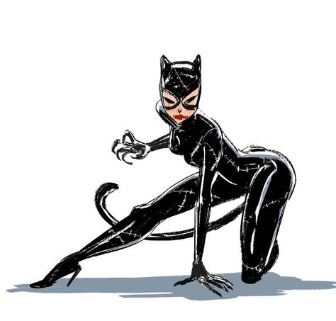 Catwoman Pose Reference, Cat Woman Pose Reference, Cat Woman Drawing Sketches, Cat Woman Poses, Cat Woman Cartoon, Catwoman Poses, Cat Woman Drawing, Mingjue Helen Chen, Catwoman Art