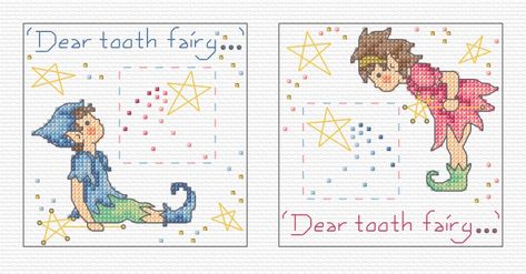 Maria Diaz Designs: Tooth fairies Tooth Fairy Pillow Pattern, Cross Stitch Fairy, Animal Cross Stitch Patterns, Cross Stitch Books, Tooth Fairy Pillow, Stitch Book, Cross Stitching, Tooth Fairy, Cross Stitch Charts