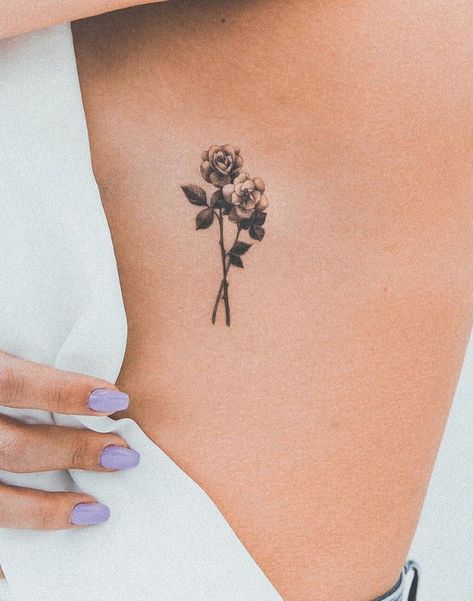 Fine lined rose tattoo done by @ghinkos in Toronto | www.otziapp.com Small Realistic Rose Tattoo, Fine Line Rose Tattoo, Simple Rose Tattoo, Realistic Rose Tattoo, Rose Tattoos For Men, Small Rose Tattoo, Tattoos For Women Flowers, Skeleton Hand Tattoo, Realistic Tattoo