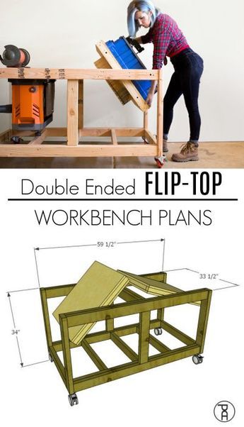 Double Ended Flip-Top Workbench Plans - Video Tutorial Flip Top Workbench, Workbench Plan, Workbench Plans Diy, Diy Workbench, Diy Videos Tutorials, Workbench Plans, Woodworking Workbench, Woodworking Workshop, Woodworking Bench