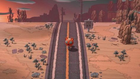 Animal Crossing Desert, Acnh Western, Future Islands, Lonely Road, Desert Theme, Desert Road, Ac New Leaf, Happy Home Designer, Acnh Island Ideas