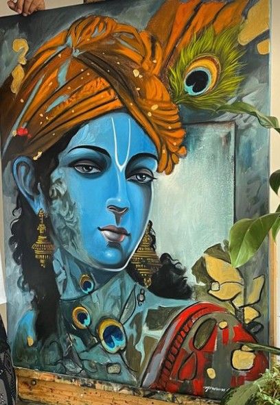 Krishna Eyes, Art Competition Ideas, Modern Art Canvas Painting, Christmas Easy, Painting Background, Boho Art Drawings, Buddha Art Painting, 2023 Art, Canvas Art Projects