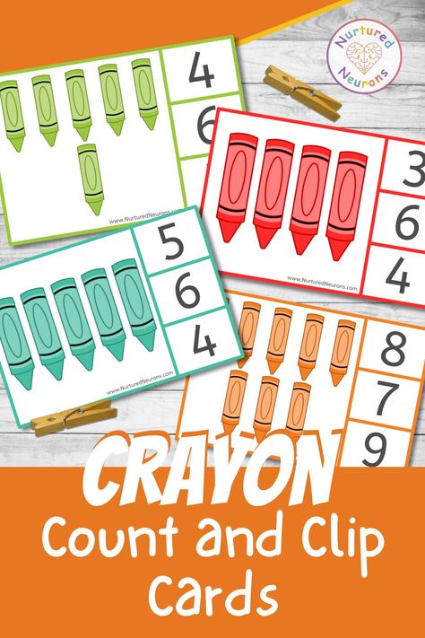 Crayon Activities For Preschool, Early Preschool, Hidden Picture Puzzles, Free Educational Printables, Counting Clip Cards, Preschool Counting, Preschool Schedule, Counting Activity, Fine Motor Activities For Kids